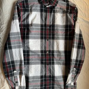 Express Men's Black, White & Red Plaid Button-Down Shirt